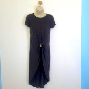 Zara - NWT Knotted High And Low Short Sleeve Dark Gray Shirt  Size Small